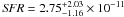 Mathematical equation: \hbox{${\it SFR}=2.75^{+2.03}_{-1.16}\times10^{-11}$}