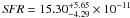 Mathematical equation: \hbox{${\it SFR}=15.30^{+5.65}_{-4.29}\times10^{-11}$}
