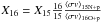 Mathematical equation: \hbox{$X_{16} = X_{15} {16 \over 15}{\langle \sigma v \rangle _{\rm 15N+p} \over \langle \sigma v \rangle _{\rm 16O+p}}$}