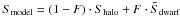 Mathematical equation: \hbox{$S_{\rm model} = (1-F) \cdot S_{\rm halo} + F \cdot \tilde S_{\rm dwarf}$}