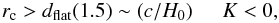 Mathematical equation: \begin{equation} r_{\rm c} > d_{\rm flat}(1.5) \sim (c/H_0) \hspace*{5mm}K<0 , \end{equation}
