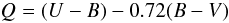 Mathematical equation: \begin{equation} Q = (U-B)-0.72(B-V) \end{equation}
