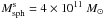 Mathematical equation: \hbox{$M_{\rm sph}^{\rm s}=4\times 10^{11}~\Msun$}