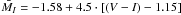 Mathematical equation: \hbox{$\bar{M_I}=-1.58+4.5\cdot[(V-I)-1.15]$}
