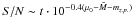 Mathematical equation: \hbox{$S/N\sim t \cdot 10^{-0.4(\mu_0-\bar{M}-m_{z.p.})}$}