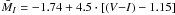 Mathematical equation: \hbox{$\bar{M}_I=-1.74+4.5\cdot[(V{-}I)-1.15]$}