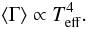 Mathematical equation: \begin{equation} \label{width_temp} \langle\Gamma\rangle \propto T_{\rm{eff}}^4 . \end{equation}