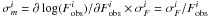Mathematical equation: \hbox{$\sigma_m^i=\partial\log(F_{\rm obs}^i)/\partial F_{\rm obs}^i\times\sigma_F^i = \sigma_F^i/F^i_{\rm obs}$}