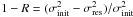 Mathematical equation: \hbox{$1 - R = (\sigma_{\rm init}^2 - \sigma_{\rm res}^2)/\sigma_{\rm init}^2$}