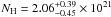 Mathematical equation: \hbox{$N_{\rm H}=2.06^{+0.39}_{-0.45}\times 10^{21}$}