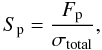 Mathematical equation: \appendix \setcounter{section}{1} \begin{equation} \label{planetsnr} S_{\rm p}=\frac{F_{\rm p}}{\sigma_{\rm{total}}}, \end{equation}