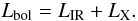 Mathematical equation: \begin{equation} \Lbol=\Lir+\Lx. \end{equation}