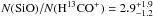 Mathematical equation: \hbox{$N({\rm SiO})/N({\rm H^{13}CO^+})=2.9_{-1.2}^{+1.9}$}