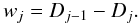 Mathematical equation: \appendix \setcounter{section}{1} \begin{equation} w_j = D_{j-1} - D_j. \end{equation}