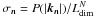 Mathematical equation: \hbox{$\sigma_{\vec{n}}=P(|\vec{k}_{\vec{n}}|)/L^N_{\mathrm{dim}}$}