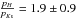 Mathematical equation: \hbox{$\frac{p_H}{p_{K{\rm s}}} = 1.9 \pm 0.9$}