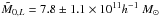 Mathematical equation: \hbox{$\tilde{M}_{0,L}=7.8\pm1.1 \times 10^{11}h^{-1}~M_{\odot}$}