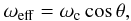 Mathematical equation: \begin{equation} \omega_{\rm eff}=\omega_{\rm c} \cos \theta , \end{equation}