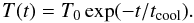 Mathematical equation: \begin{equation} T(t) = T_0\exp(-t/t_{\rm cool}). \label{eq:5.14} \end{equation}