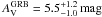 Mathematical equation: \hbox{$A_{\rm V}^{\rm GRB} = 5.5_{-1.0}^{+1.2}\,\rm{mag}$}