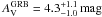 Mathematical equation: \hbox{$A_{\rm V}^{\rm GRB} = 4.3_{-1.0}^{+1.1}\,\rm{mag}$}