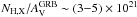 Mathematical equation: \hbox{$N_{\rm H,X}/A_{\rm V}^{\rm GRB} \sim (3{-}5)\times10^{21}$}