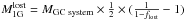 Mathematical equation: \hbox{${M_{\rm 1G}^{\rm lost}}={M_{\rm GC~system}}\times \frac{1}{2} \times (\frac{1}{1-{f_{\rm lost}}}-1)$}
