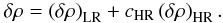 Mathematical equation: \begin{equation} \label{Eq:LRHR} \delta \rho = \left( \delta \rho \right)_{\rm LR} + c_{\rm HR} \left( \delta \rho \right)_{\rm HR}. \end{equation}