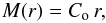 Mathematical equation: \begin{equation} M(r) = C_{\rm o}\, r, \label{Mr} \end{equation}