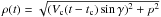 \hbox{$\rho(t)=\sqrt{(\Vc (t-\tc) \sin \gamma )^2 +p^2}$}