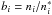 Mathematical equation: \appendix \setcounter{section}{2} \hbox{$b_i = n_i/n_i^*$}