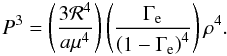 \appendix \setcounter{section}{2} \begin{equation} \label{eq:P3} P^3 = \left(\frac{3{\cal R}^4}{a \mu^4}\right) \left(\frac{\Gamma_{\rm e}}{\left(1-\Gamma_{\rm e}\right)^4}\right) \rho^4. \end{equation}