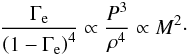 \appendix \setcounter{section}{2} \begin{equation} \label{eq:G4} \frac{\Gamma_{\changedA \rm e}}{\left(1-\Gamma_{\changedA \rm e}\right)^4} \propto \frac{P^3}{\rho^4} \propto M^2\cdot \end{equation}