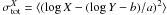 \hbox{$\sigma^{X}_{\text{tot}}=\langle ( \log X-(\log Y -b)/a)^2 \rangle$}