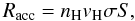 \begin{equation} R_{\rm acc} = n_{\rm H} v_{\rm H} \sigma S, \end{equation}