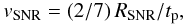 \begin{equation} v_{\rm SNR}=(2/7)\,R_{\rm SNR}/t_{\rm p} ,\vspace*{-0.5mm} \end{equation}