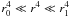Mathematical equation: \hbox{$r_0^4 \ll r^4 \ll r_1^4$}