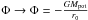 Mathematical equation: \hbox{$\Phi\rightarrow \Phi=-\frac{GM_{\mathrm{pot}}}{r_0}$}
