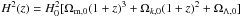 \hbox{$H^2(z)=H^2_0 [\Omega_{\rm m,0}(1+z)^3 +\Omega_{k,0}(1+z)^2+\Omega_{\Lambda,0}]$}