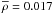 \hbox{$\overline{\rho} = 0.017$}