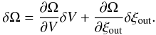 \appendix \setcounter{section}{2} \begin{equation} \label{eqbomega} \delta \Omega = {\partial \Omega \over \partial V} \delta V + {\partial \Omega \over \partial \xi_{\rm out}} \delta \xi_{\rm out} . \end{equation}