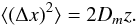 Mathematical equation: \begin{equation} \langle (\Delta x)^{2}\rangle =2 D_{m}z. \end{equation}