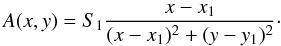 \begin{equation} A(x,y) = S_{\rm 1} \frac{x-x_{\rm 1}}{(x-x_{\rm 1})^2+(y-y_{\rm 1})^2}\cdot \end{equation}