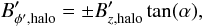 \appendix \setcounter{section}{1} \begin{equation} B'_{\phi',\rm halo} = \pm B'_{z, \rm halo} \tan(\alpha), \end{equation}