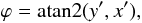 \appendix \setcounter{section}{1} \begin{equation} \varphi = {\rm atan2}(y',x'), \end{equation}