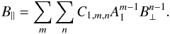 \begin{equation} B_{\|} = \sum_m \sum_n C_{1,m,n} A_{1}^{m-1}B_{\bot}^{n-1}. \end{equation}