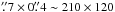 Mathematical equation: \hbox{$\farcs7\times 0\farcs4 \sim210\times120$}