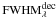\hbox{${\rm FWHM}_{\lambda}^{\mbox{\tiny dec}}$}
