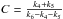Mathematical equation: \hbox{$ C = \frac{k_4 + k_5}{k_6 - k_4 - k_5}$}