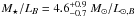 Mathematical equation: \hbox{$M_\star / L_B = 4.6^{+0.9}_{-0.7}~M_\odot / L_{\odot, B}$}